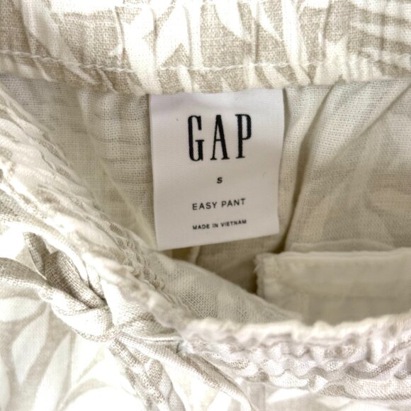 Gap Easy Pant Linen Blend Palm Tropical Elastic Waist Cropped Pants Womens S - Picture 2 of 11